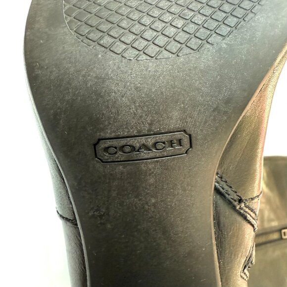 Coach Addie Leather Knee High Boots Black Heeled Side Zip Womens Size 7B - Picture 12 of 15